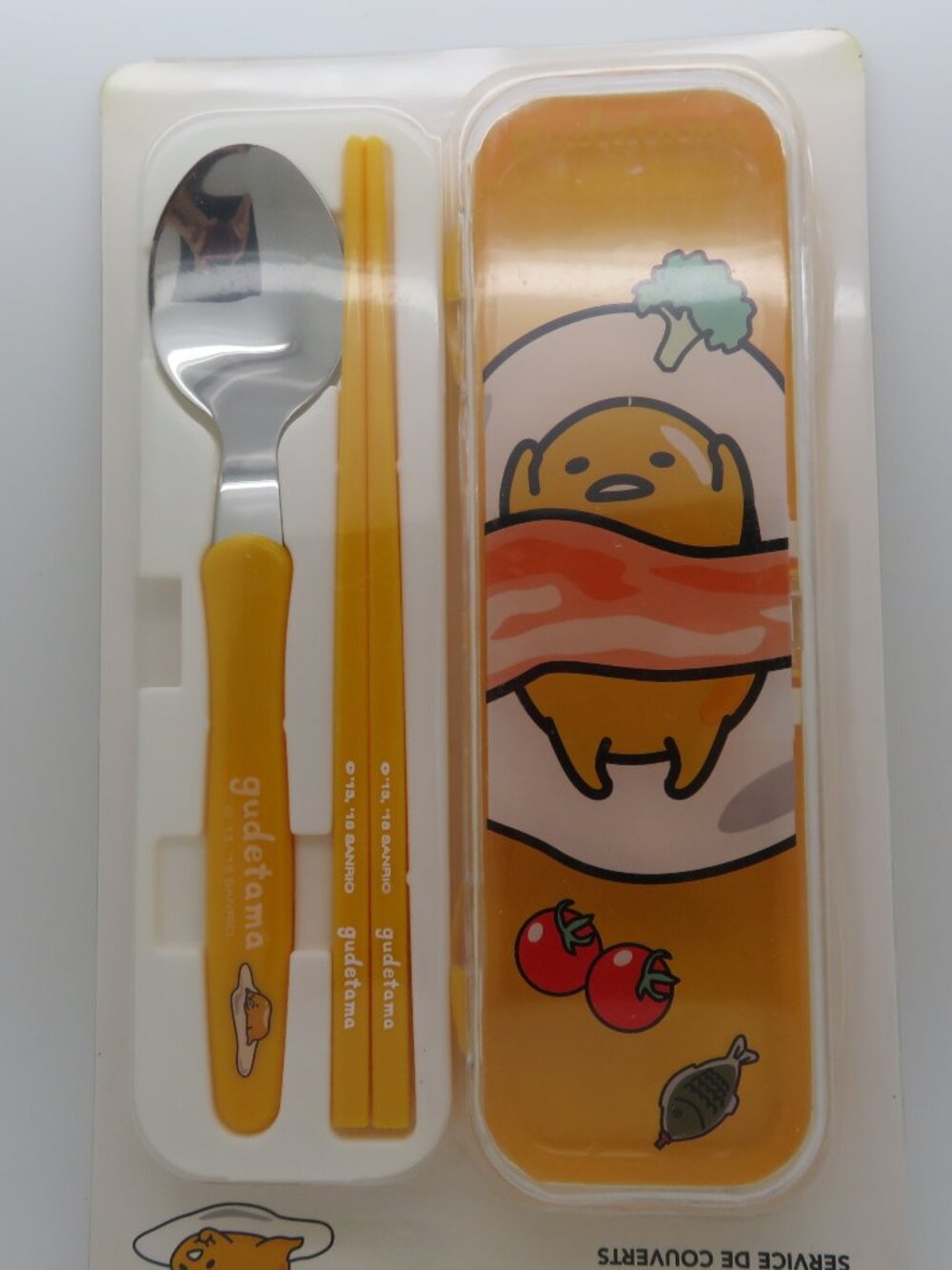Children Sanrio Gudetama Chopsticks Spoon Cutlery Set